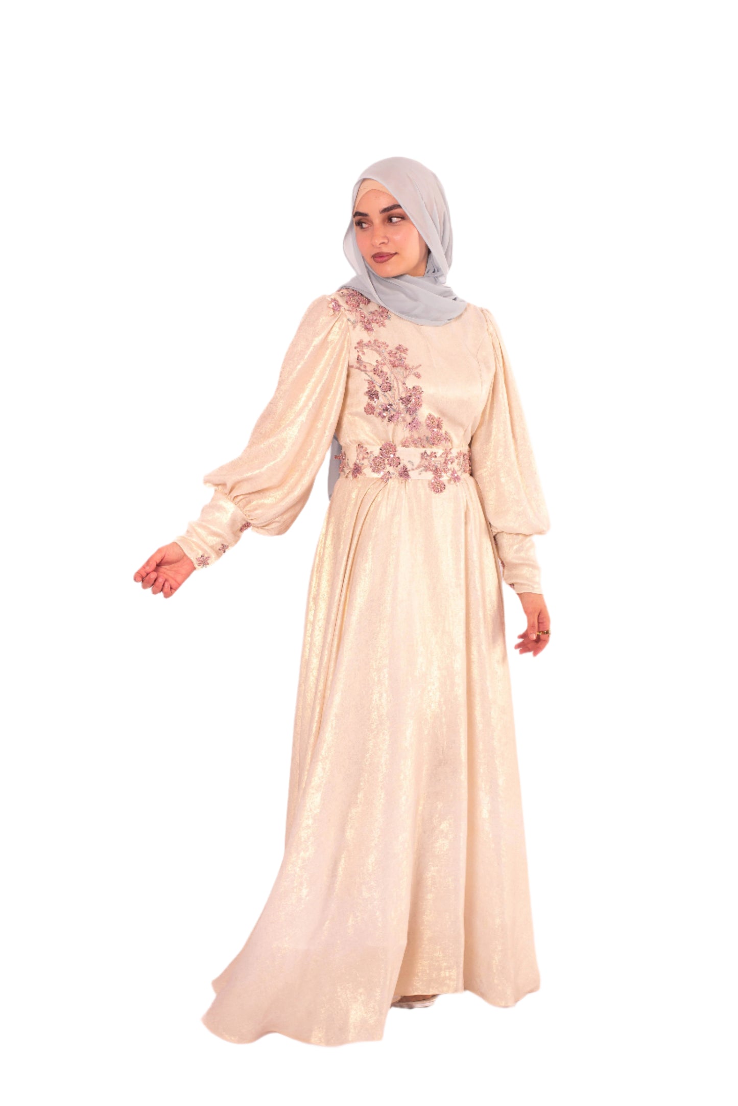 Tunisian Evening Dress – Satin de Soie, Handmade
