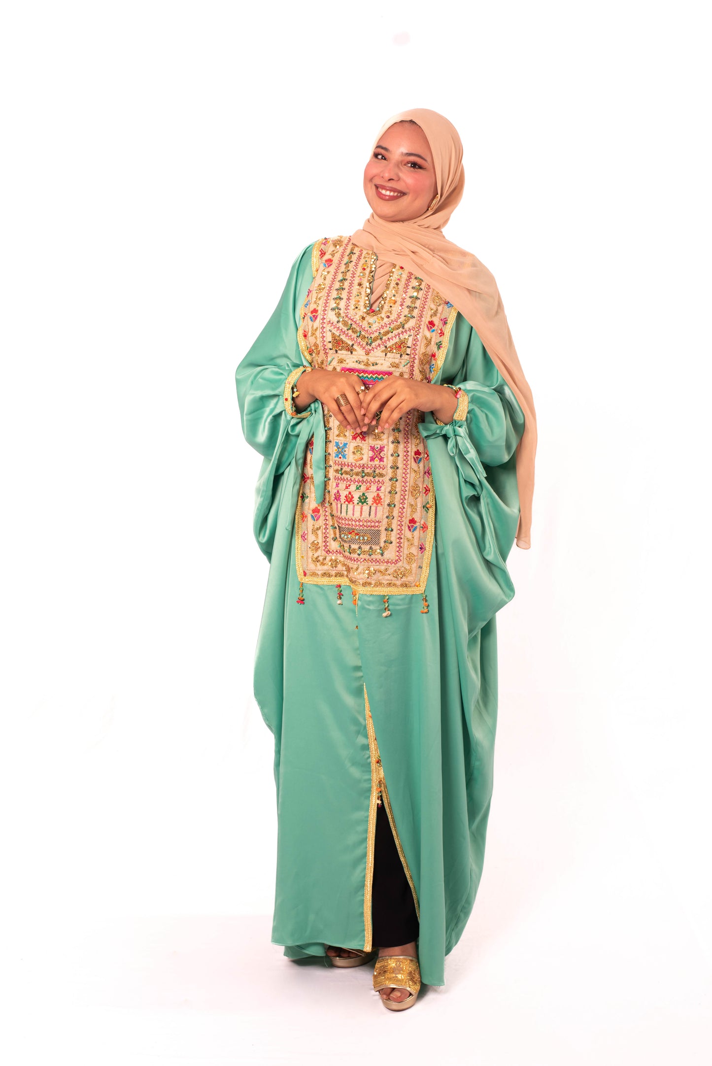 Tunisian Koftan – Satin de Soie, Triza Tawk, Adass, Kontil & stone Embellishment