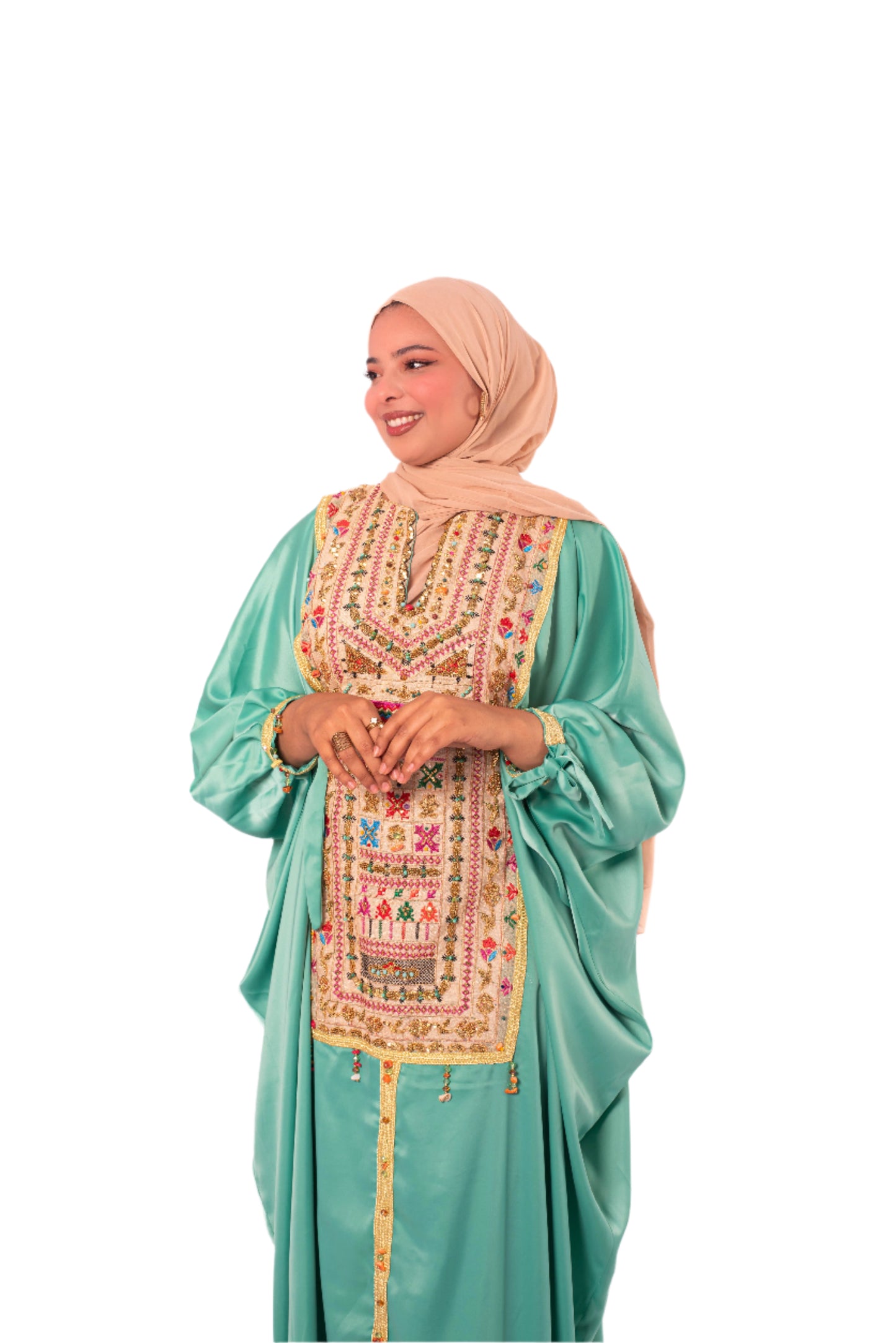 Tunisian Koftan – Satin de Soie, Triza Tawk, Adass, Kontil & stone Embellishment
