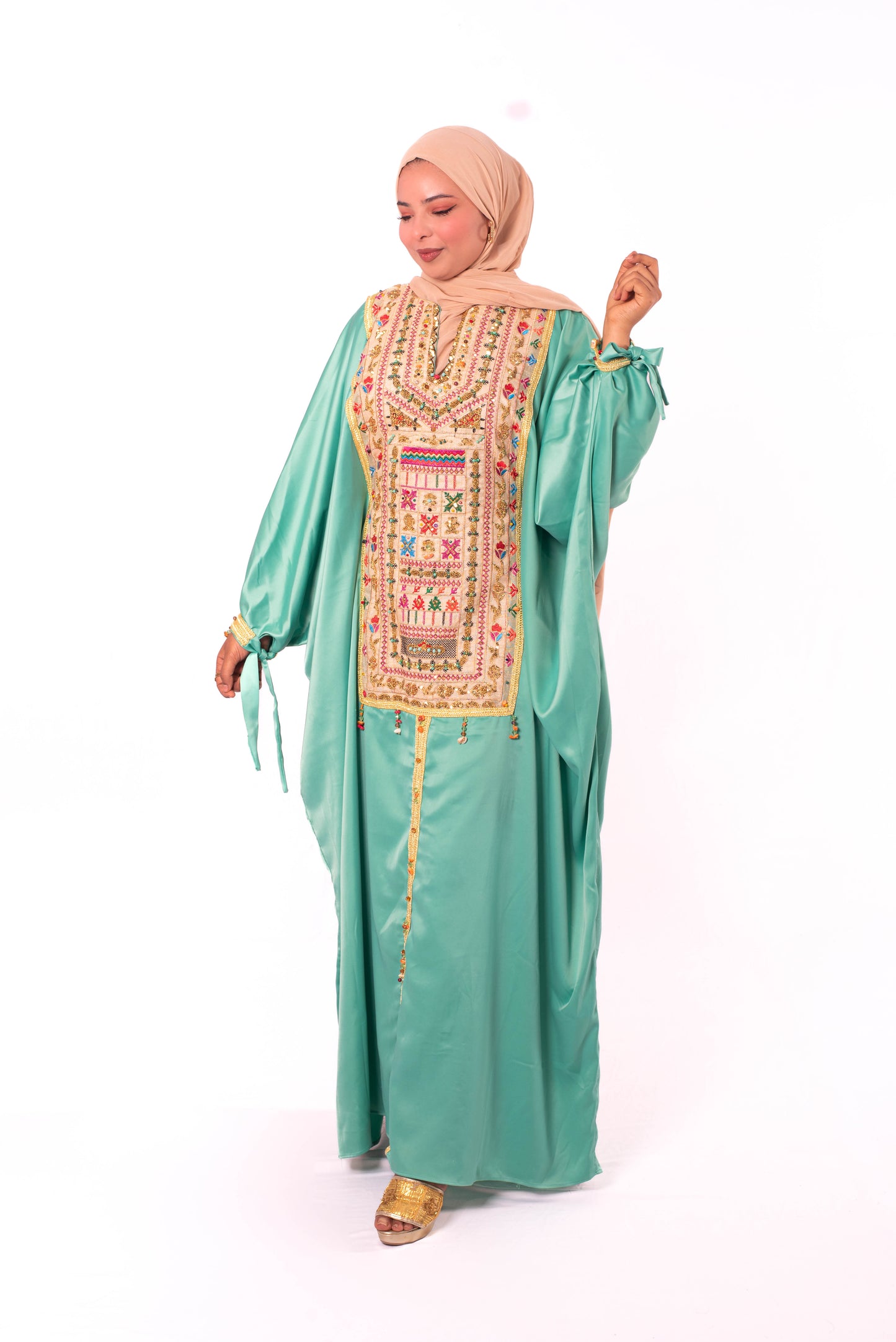 Tunisian Koftan – Satin de Soie, Triza Tawk, Adass, Kontil & stone Embellishment