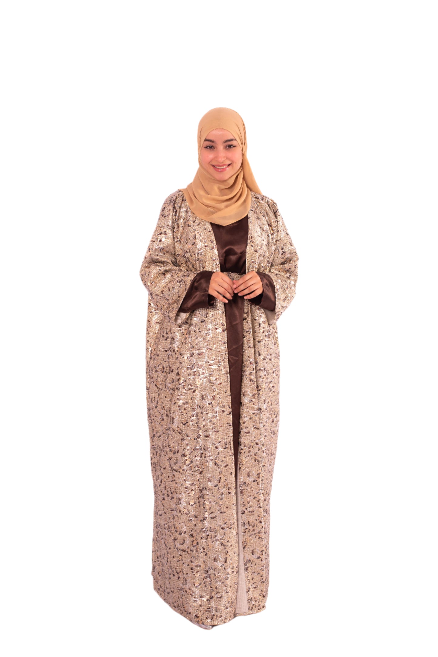Elegant Abaya with Fond de Robe – Modest 2-Piece Set, Custom Colors