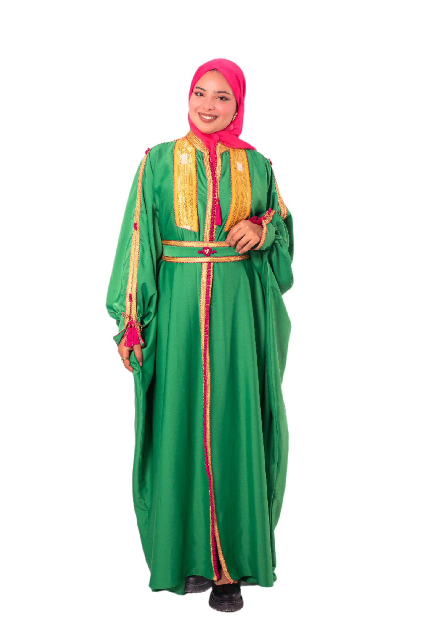 Green Tunisian Koftan – Satin de Soie, 7arj Mahdiya & Sfifa Maghribiya