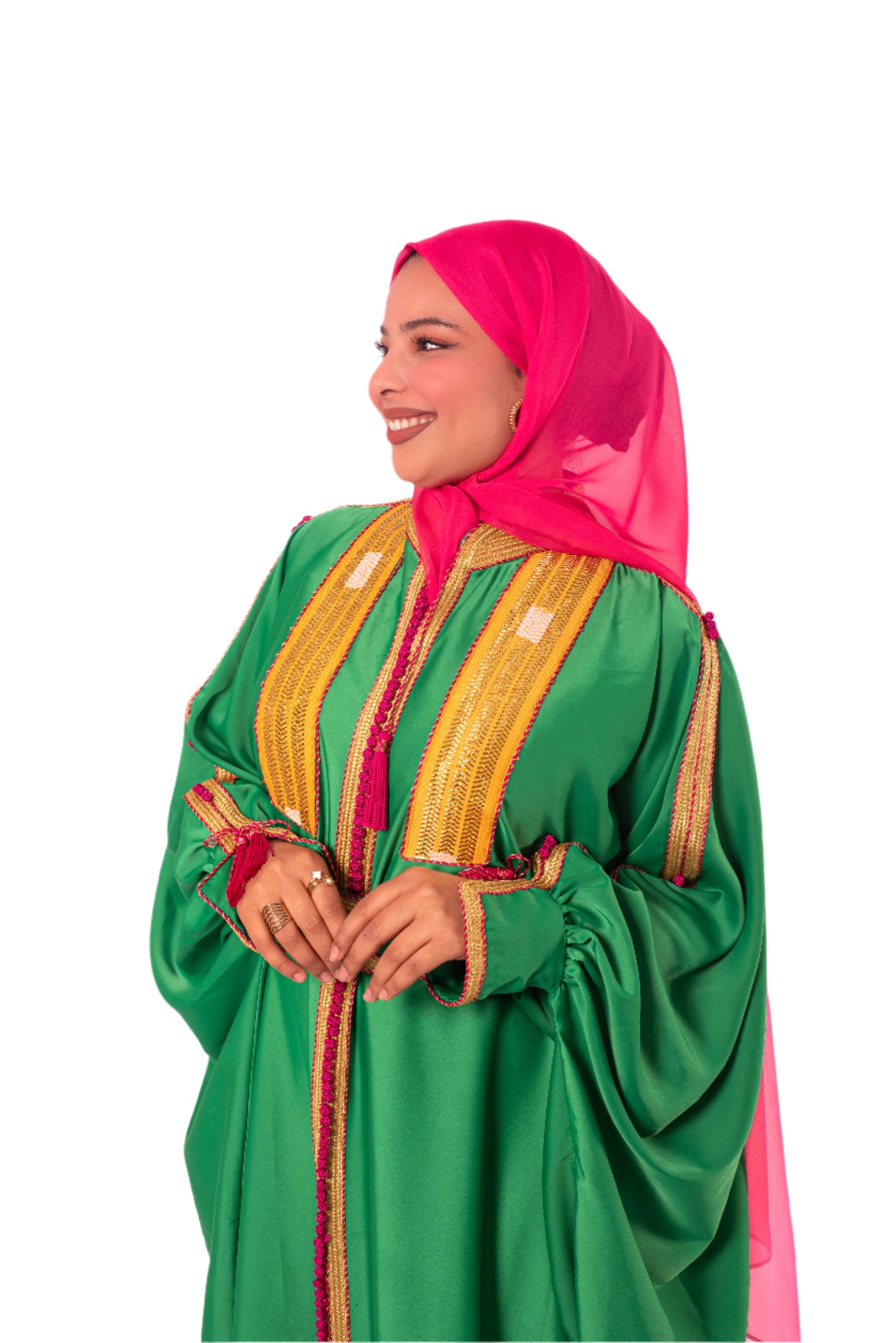 Green Tunisian Koftan – Satin de Soie, 7arj Mahdiya & Sfifa Maghribiya