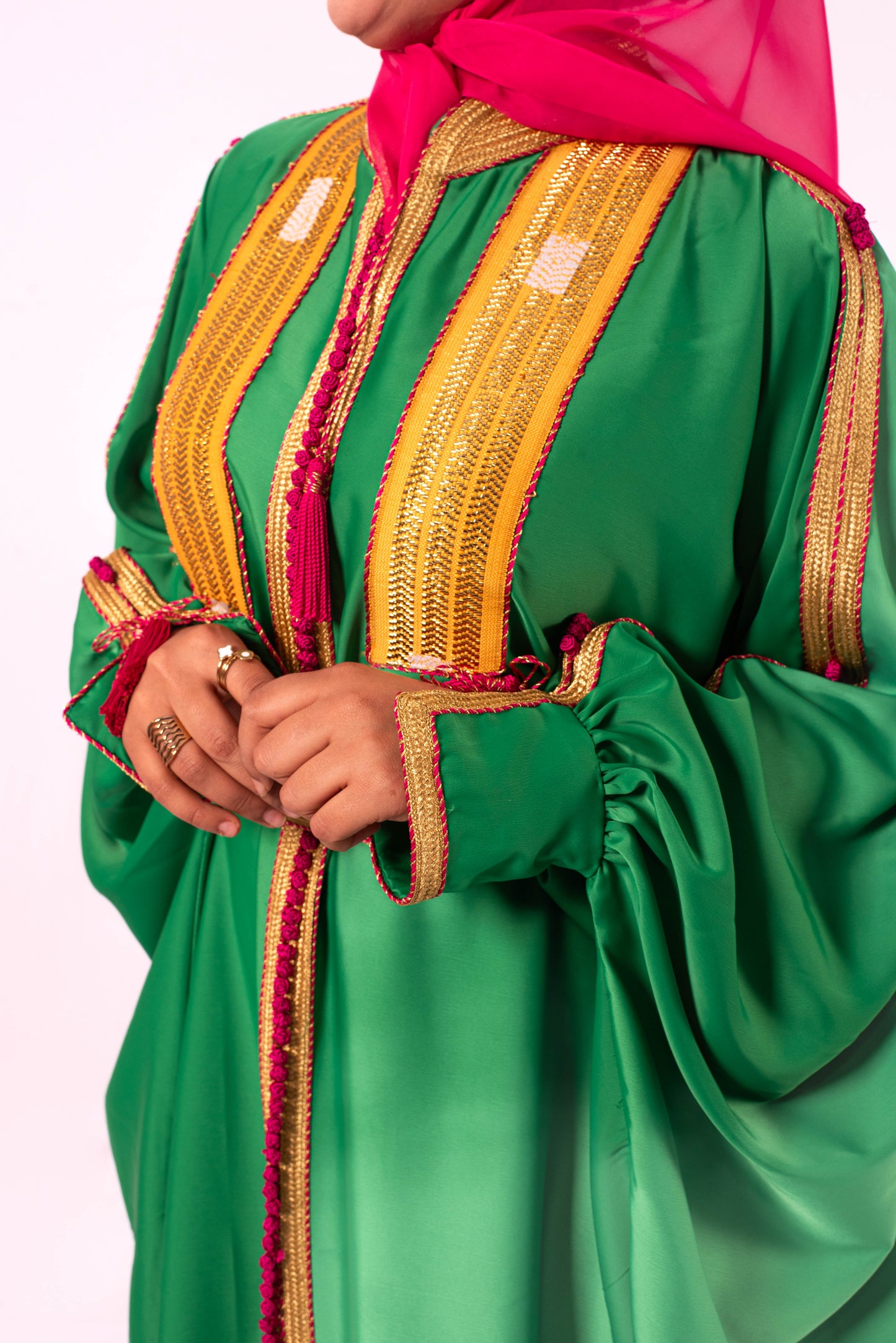 Green Tunisian Koftan – Satin de Soie, 7arj Mahdiya & Sfifa Maghribiya