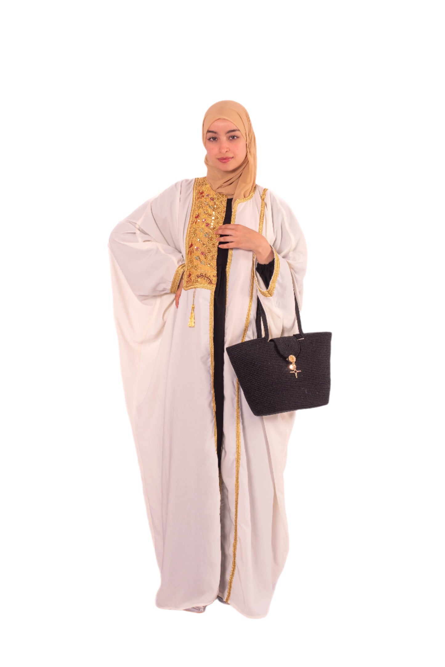 Asymmetrical Abaya – Satin de Soie, Triza 3dass, Kontil & Sfifa Embroidery