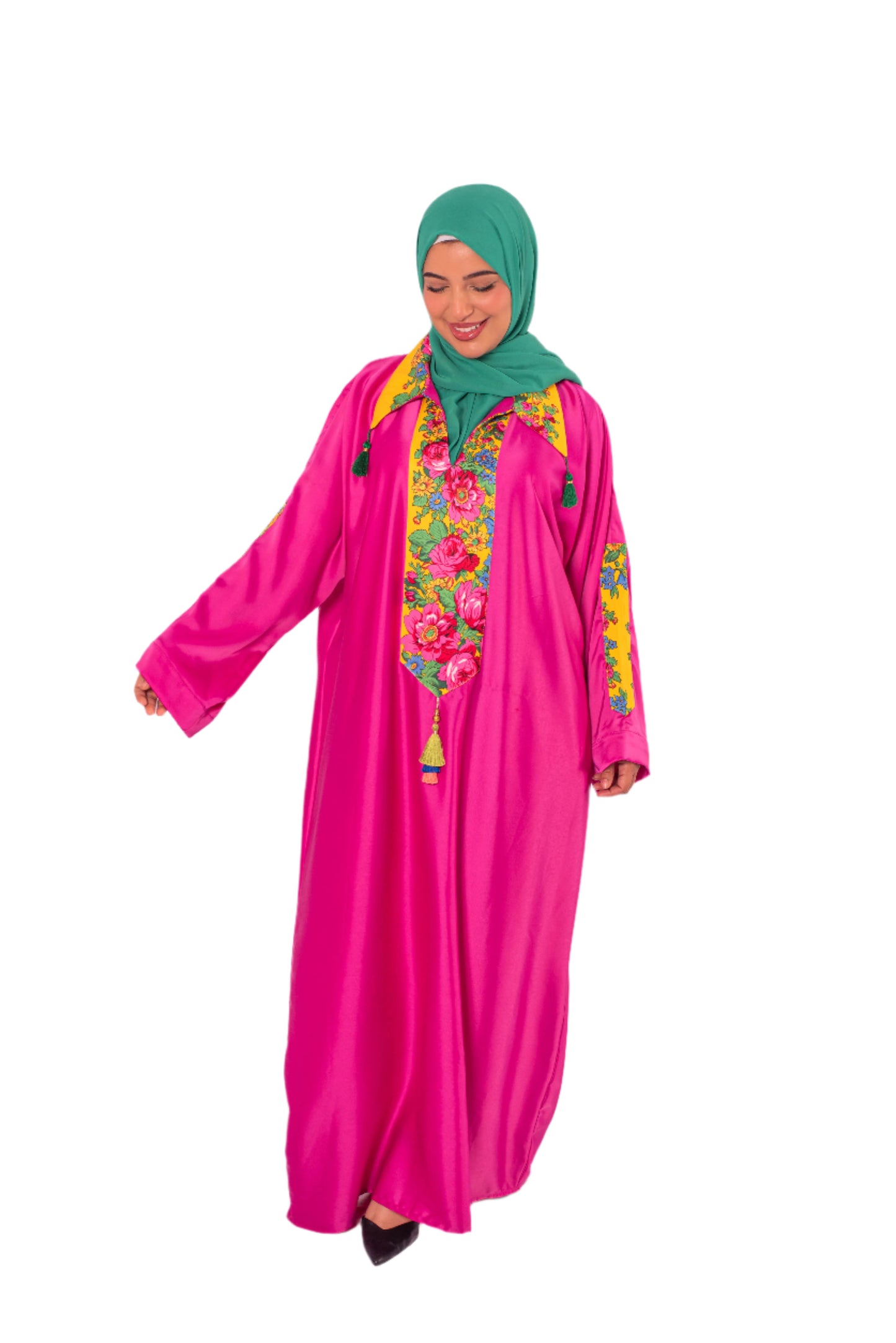 Pink Dress with M7arma Detail – Elegant Traditional Touch