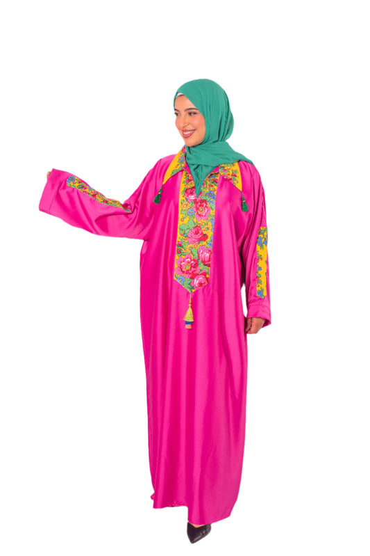 Pink Dress with M7arma Detail – Elegant Traditional Touch