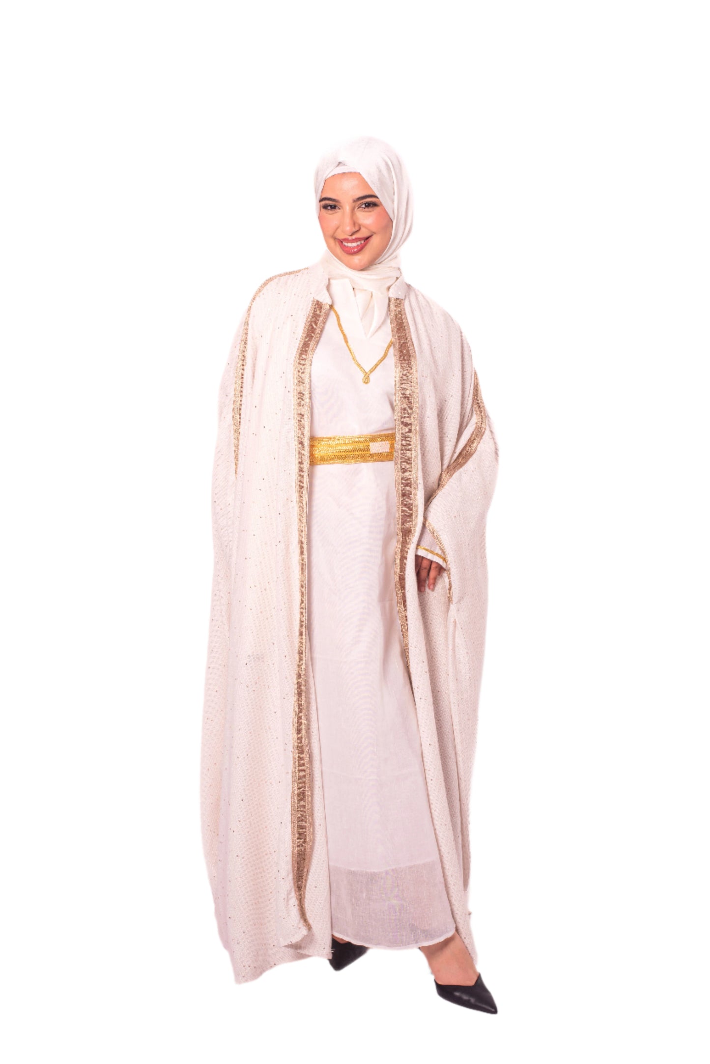 White Abaya Two-Piece Set – Elegant & Modest with Custom Colors