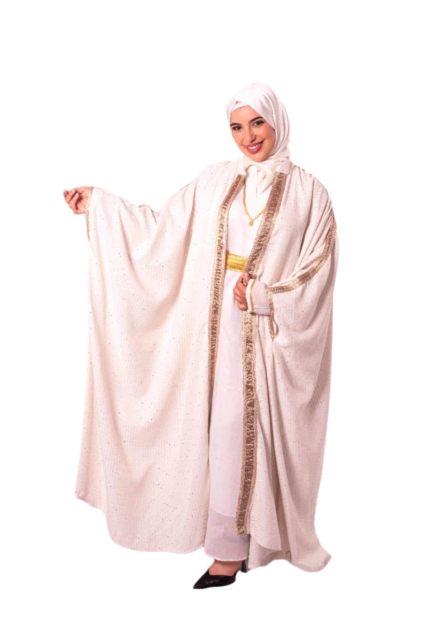 White Abaya Two-Piece Set – Elegant & Modest with Custom Colors
