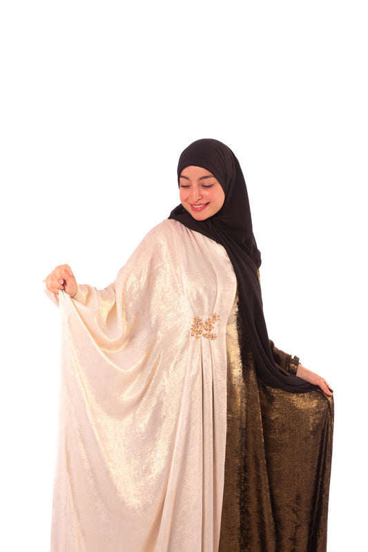 Tunisian Koftan – Two-Tone Satin de Soie Fabric, Customizable Colors