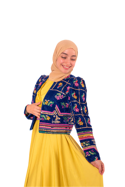 Satin de Soie Dress with Trizet Rafraf Vest – Elegant Traditional Set