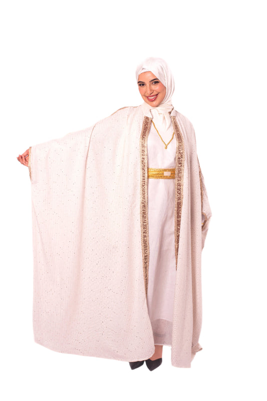 White Abaya Two-Piece Set – Elegant & Modest with Custom Colors